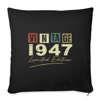 Vintage 1947 Original 1947 Anniversary Gift - Sofa pillowcase 17,3'' x 17,3'' (45 x 45 cm) - black - Front