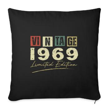 Vintage 1969 Original 1969 Anniversary Gift - Sofa pillowcase 17,3'' x 17,3'' (45 x 45 cm) - black - Front