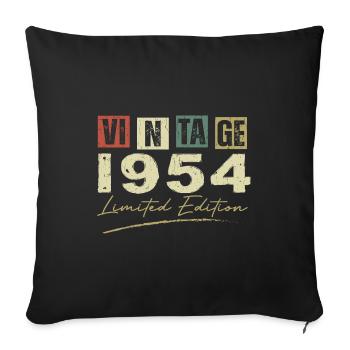 Jahrgang 1954 Original 1954 Jubiläumsgeschenk - Sofakissenbezug 45 x 45 cm - Schwarz - Vorne