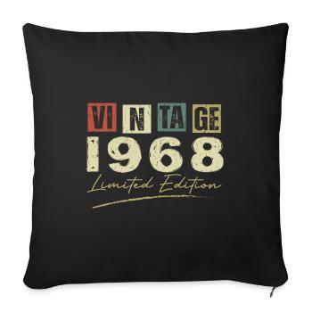 Vintage 1968 Original 1968 Anniversary Gift - Sofa pillowcase 17,3'' x 17,3'' (45 x 45 cm) - black - Front
