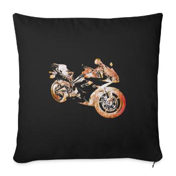 Motorrad Silhouette Feuer - Sofakissenbezug 45 x 45 cm - Schwarz - Vorne