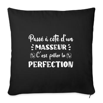 Passé à côté d'un masseur t-shirt kiné - Housse de coussin décorative 45 x 45 cm - noir - Devant