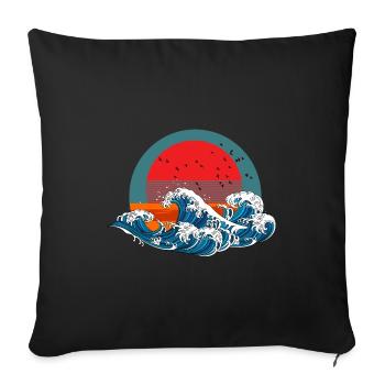 Style japonais Kanagawa Wave Aesthetic Japan - Housse de coussin décorative 45 x 45 cm - noir - Devant