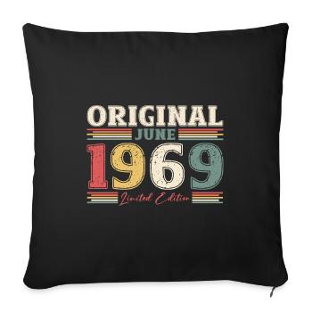 Original Juin 1969 Millésime 1969 Anniversaire 1969 - Housse de coussin décorative 45 x 45 cm - noir - Devant
