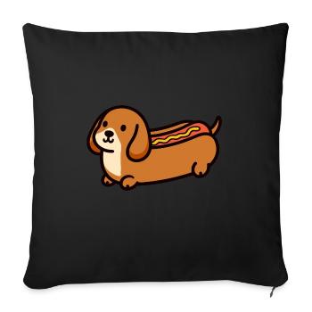 Comic Hund Wiener Hot Dog Dackel Hotdog Senf - Sofakissenbezug 45 x 45 cm - Schwarz - Vorne
