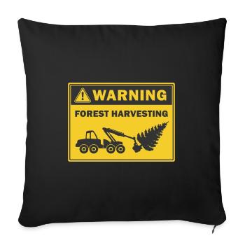 Forest Harvesting Warning Log harvester icon - Sofa pillowcase 17,3'' x 17,3'' (45 x 45 cm) - black - Front