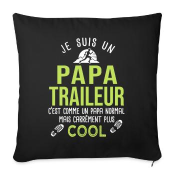 papa traieur ultra trail course à pied run - Housse de coussin décorative 45 x 45 cm - noir - Devant