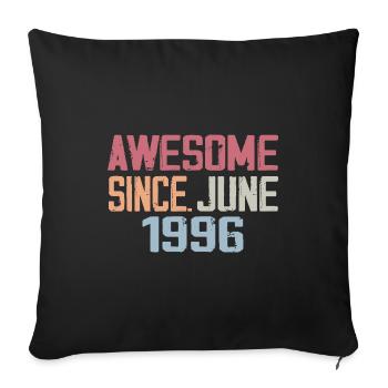 Juin 1996 Juin Cadeau Anniversaire June 1996 Rétro - Housse de coussin décorative 45 x 45 cm - noir - Devant