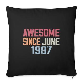 Juin 1987 Juin Cadeau Anniversaire June 1987 Rétro - Housse de coussin décorative 45 x 45 cm - noir - Devant