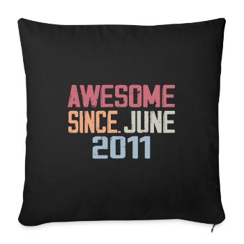Juin 2011 Juin Cadeau Anniversaire June 2011 Rétro - Housse de coussin décorative 45 x 45 cm - noir - Devant