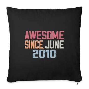 Juin 2010 Juin Cadeau Anniversaire June 2010 Rétro - Housse de coussin décorative 45 x 45 cm - noir - Devant