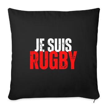 Je Suis Rugby cadeau humour rugby - Housse de coussin décorative 45 x 45 cm - noir - Devant