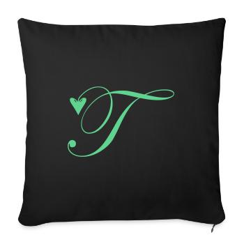 Monogram T Heart Vine - Sofa pillowcase 17,3'' x 17,3'' (45 x 45 cm) - black - Front