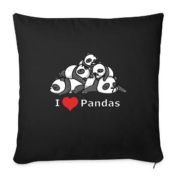 Sleeping pandas with a heart - I Love Pandas - Sofa pillowcase 17,3'' x 17,3'' (45 x 45 cm) - black - Front