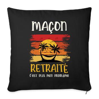 maçon retraité - Housse de coussin décorative 45 x 45 cm - noir - Devant