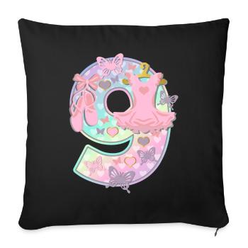 Ballerina 9. Geburtstagsparty Nummer 9 - 9 Jahre - Sofakissenbezug 45 x 45 cm - Schwarz - Vorne