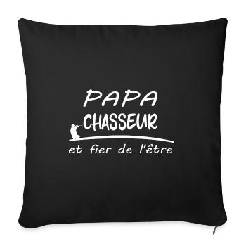 papa chasseur et fier de l'être t-shirt homme - Housse de coussin décorative 45 x 45 cm - noir - Devant