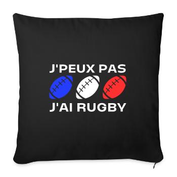 T-shirt France original je peux pas j ai rugby - Housse de coussin décorative 45 x 45 cm - noir - Devant