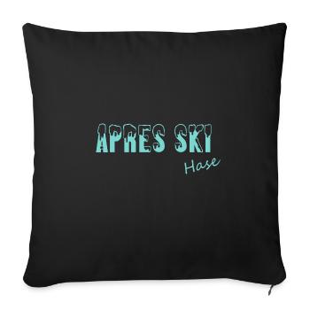 Apres Ski Hase Skihase - Sofakissenbezug 45 x 45 cm - Schwarz - Vorne