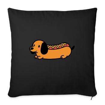 Comic Hund Wiener Hot Dog Dackel Hotdog Senf - Sofakissenbezug 45 x 45 cm - Schwarz - Vorne