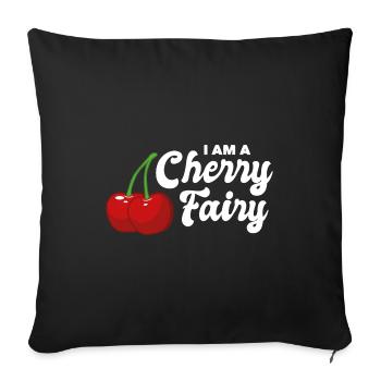 Je suis une fée cerise - Housse de coussin décorative 45 x 45 cm - noir - Devant