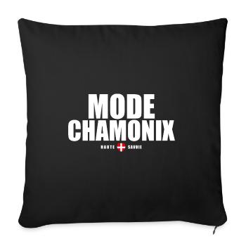 Mode Chamonix Mont Blanc haute savoie alpes - Housse de coussin décorative 45 x 45 cm - noir - Devant