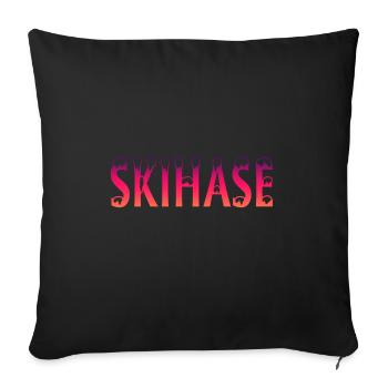 Skihase Spruch Ski - Sofakissenbezug 45 x 45 cm - Schwarz - Vorne