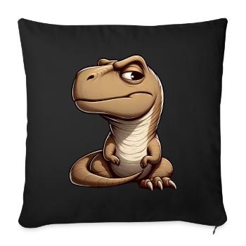 Skeptical curious T-Rex dinosaur - Sofa pillowcase 17,3'' x 17,3'' (45 x 45 cm) - black - Front