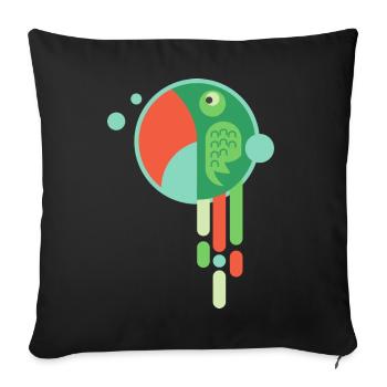 Colorful parrot - bande dessinée drôle cadeau oiseau - Housse de coussin décorative 45 x 45 cm - noir - Devant