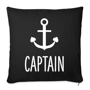 équipage - Capitaine équipage de voile équipage - Housse de coussin décorative 45 x 45 cm - noir - Devant
