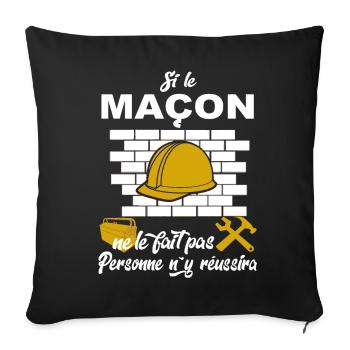 Maçon Shirt • Metier des forts • Maçon Cadeau - Housse de coussin décorative 45 x 45 cm - noir - Devant