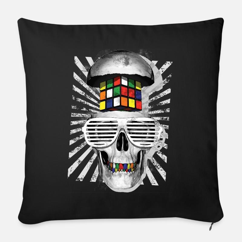 Rubik's Cube Zauberwürfel Totenkopf - Sofakissenbezug 45 x 45 cm - Schwarz