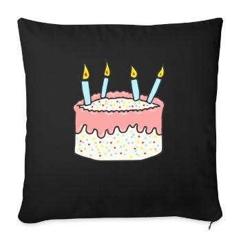 Birthday cake - Sofa pillowcase 17,3'' x 17,3'' (45 x 45 cm) - black - Front