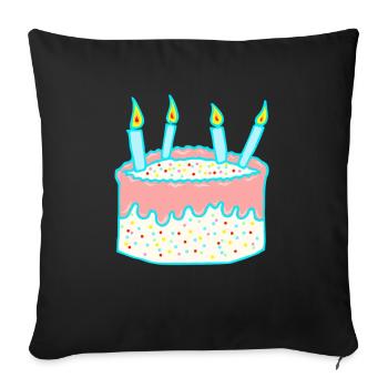 Birthday - Cake - Gift - Sofa pillowcase 17,3'' x 17,3'' (45 x 45 cm) - black - Front