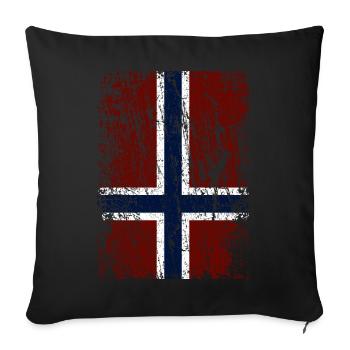 Norwegian flag upright (dark) - Sofa pillowcase 17,3'' x 17,3'' (45 x 45 cm) - black - Front
