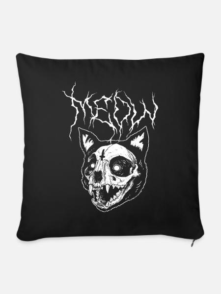 Meow Kitty Cat Black Metal - Sofa pillowcase 17,3'' x 17,3'' (45 x 45 cm) - black