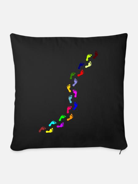 kunterbunte Fußabdrücke - Sofakissenbezug 45 x 45 cm - Schwarz
