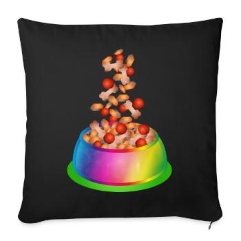 Dog apf in rainbow colours with dog food - Sofa pillowcase 17,3'' x 17,3'' (45 x 45 cm) - black - Front
