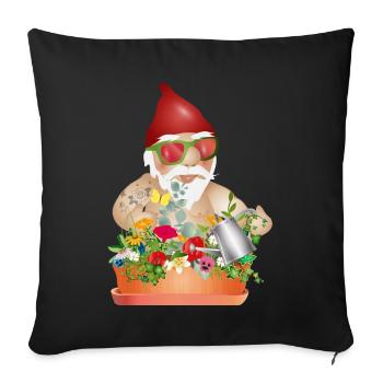 Cool nain de jardin en vacances sur les balcons - Housse de coussin décorative 45 x 45 cm - noir - Devant