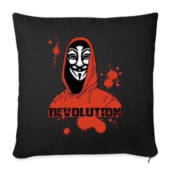 Anonymous et révolution rouge - Housse de coussin décorative 45 x 45 cm - noir - Devant