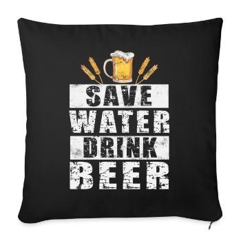 Bière - Housse de coussin décorative 45 x 45 cm - noir - Devant