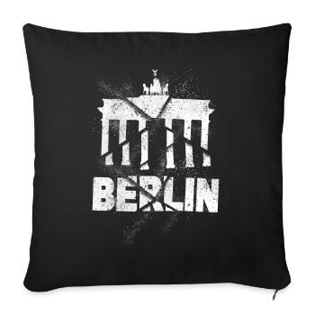 Berlin Germany City Skyline Font Grunge - Sofa pillowcase 17,3'' x 17,3'' (45 x 45 cm) - black - Front