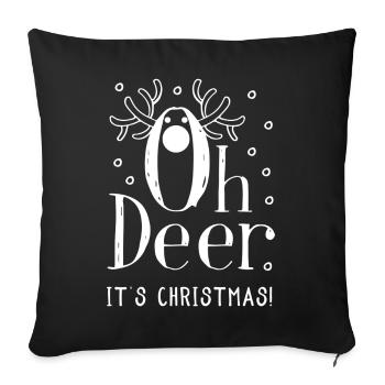 Oh Deer It s Chritsmas - Reindeer Christmas - Sofa pillowcase 17,3'' x 17,3'' (45 x 45 cm) - black - Front