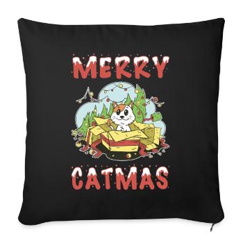 Merry Catmas Cat Christmas Christmas Tree Cartoon - Sofa pillowcase 17,3'' x 17,3'' (45 x 45 cm) - black - Front
