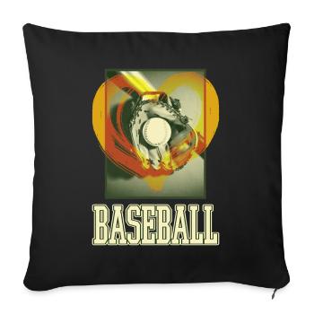 Baseball Ball Glove Bat Vintage Retro - Sofa pillowcase 17,3'' x 17,3'' (45 x 45 cm) - black - Front
