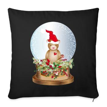 beautiful nostalgic snow globe with teddy bear - Sofa pillowcase 17,3'' x 17,3'' (45 x 45 cm) - black - Front