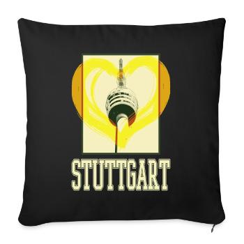 Stuttgart Germany City Skyline Heart Love - Sofa pillowcase 17,3'' x 17,3'' (45 x 45 cm) - black - Front