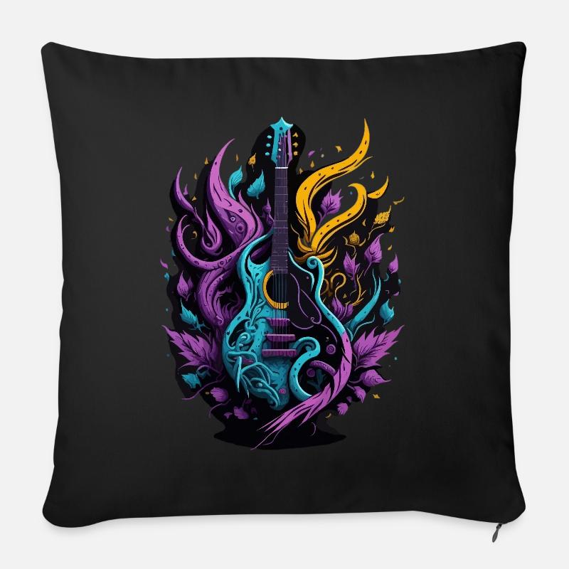 Graffiti Guitar - Sofakissenbezug 45 x 45 cm - Schwarz