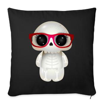 cute skull with red nerd glasses - Sofa pillowcase 17,3'' x 17,3'' (45 x 45 cm) - black - Front