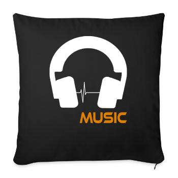 Musikwellen-Headset-Logo - Sofakissenbezug 45 x 45 cm - Schwarz - Vorne